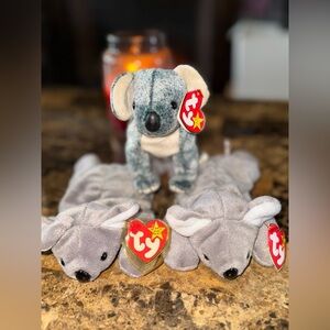 🐨TY Beanie Baby Koala Lot – Mel (2) & Eucalyptus (1) – Set of 3